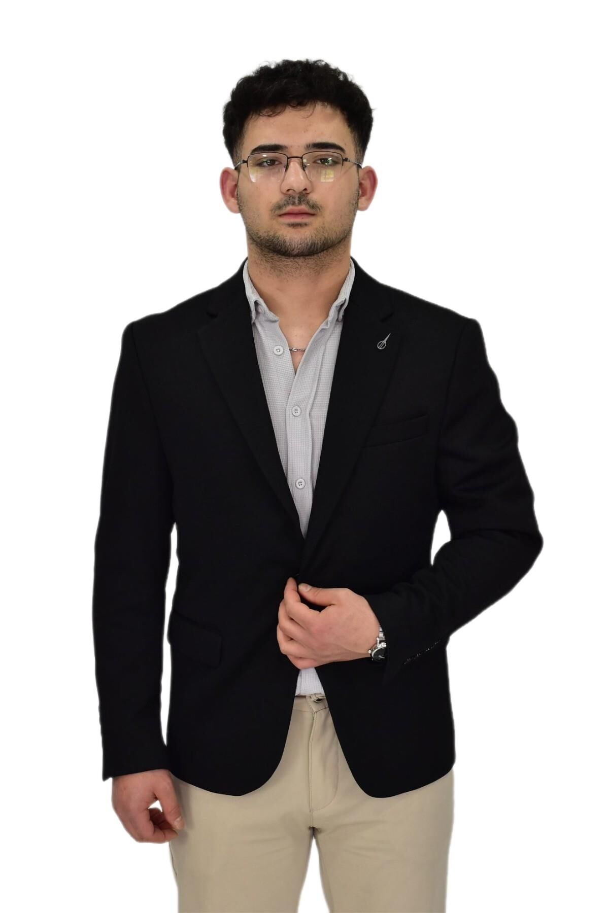 Erkek Siyah Tek Spor Ceket BGL-ST04466 SİYAH - 50