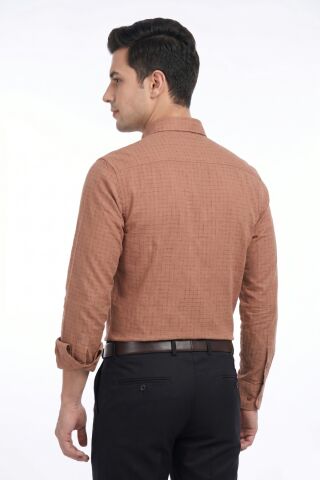 Erkek Klasik Uzun Kol Tek Cepli Piti Kareli Gömlek BGL-ST05480 A.KAHVE - M