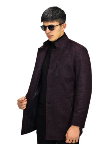 Erkek Hakim Yaka Kaşe Kaban BGL-ST03412 BORDO - 52