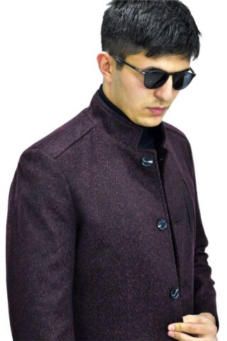 Erkek Hakim Yaka Kaşe Kaban BGL-ST03412 BORDO - 52