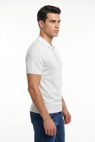 Erkek Polo Yaka Kısa Kollu Triko Tişört Regular Kalıp BGL-ST05560 BEYAZ - XL