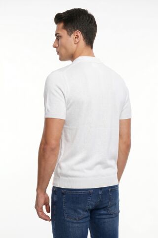 Erkek Polo Yaka Kısa Kollu Triko Tişört Regular Kalıp BGL-ST05560 BEYAZ - XL