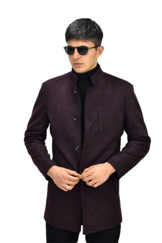 Erkek Hakim Yaka Kaşe Kaban BGL-ST03412 BORDO - 56