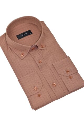 Erkek Klasik Uzun Kol Tek Cepli Piti Kareli Gömlek BGL-ST05480 A.KAHVE - 2XL