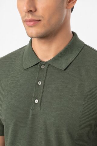 Erkek Polo Yaka Kısa Kollu Triko Tişört Regular Kalıp BGL-ST05560 HAKİ - 2XL