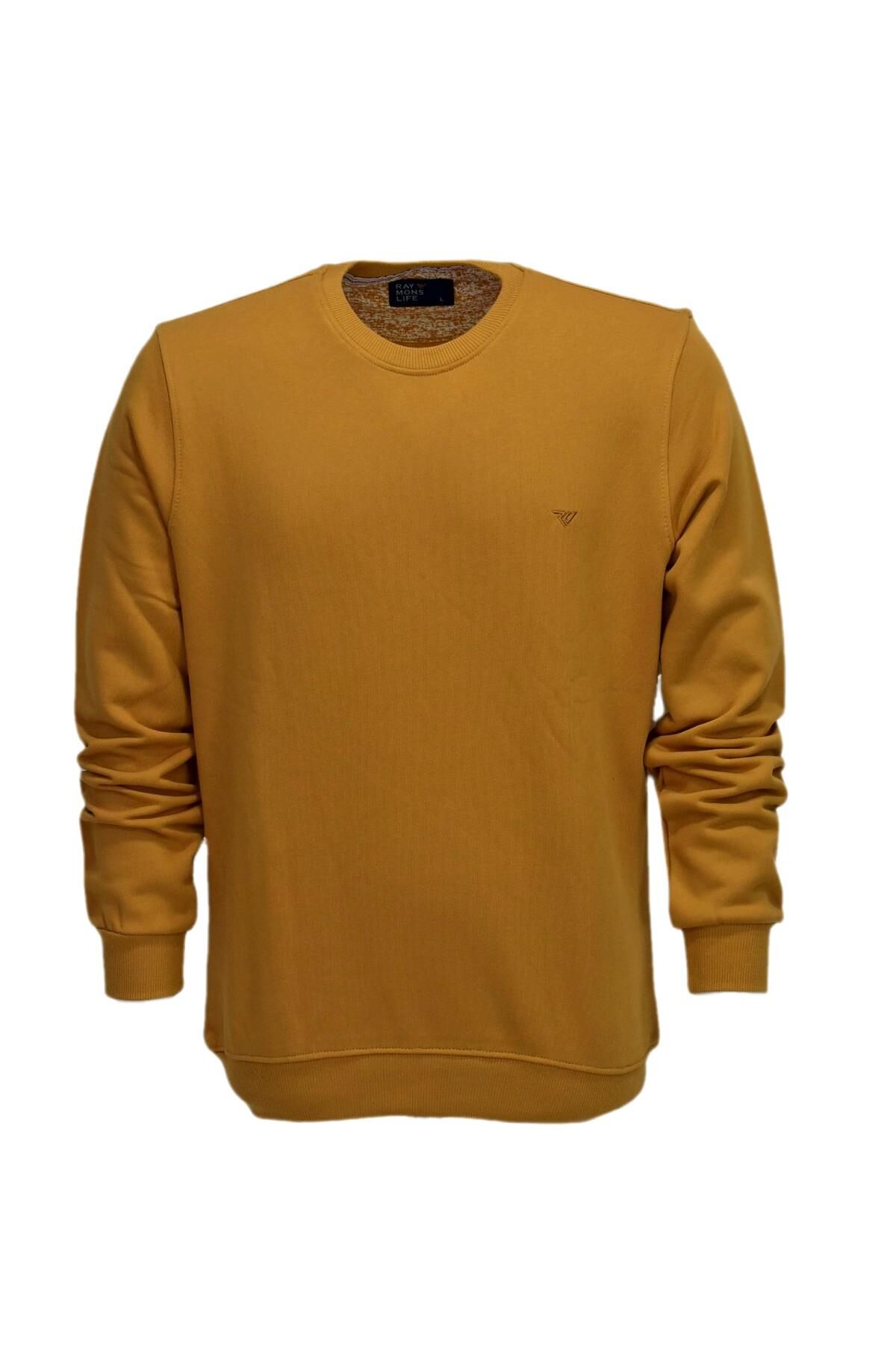 Erkek Spor Sıfır Yaka Sweatshirt R2247 BGL-ST03188 HARDAL - 2XL
