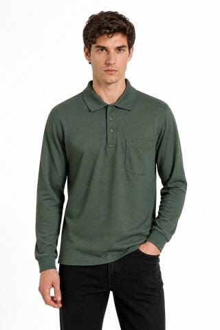 Erkek Mevsimlik Polo Yaka Cepli Sweatshirt BGL-ST05366