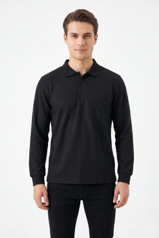 Erkek Mevsimlik Polo Yaka Cepli Sweatshirt BGL-ST05366