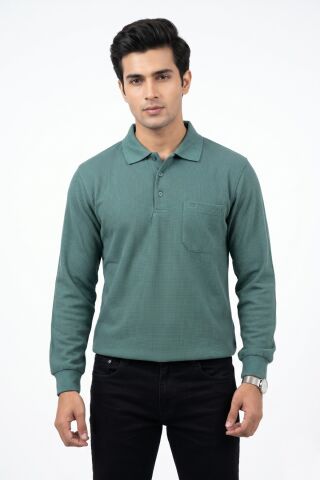Erkek Mevsimlik Polo Yaka Cepli Sweatshirt BGL-ST05366