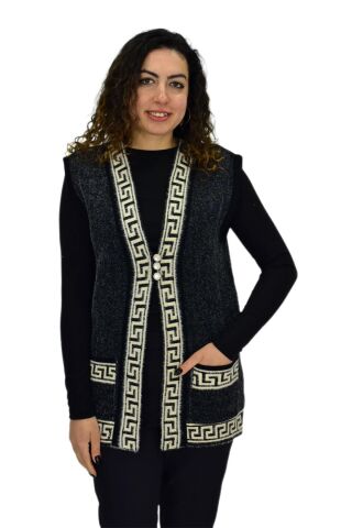 Kadın Anne Cepli Triko Yelek BGL-ST04134 VİZON - XL