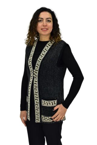 Kadın Anne Cepli Triko Yelek BGL-ST04134 VİZON - XL