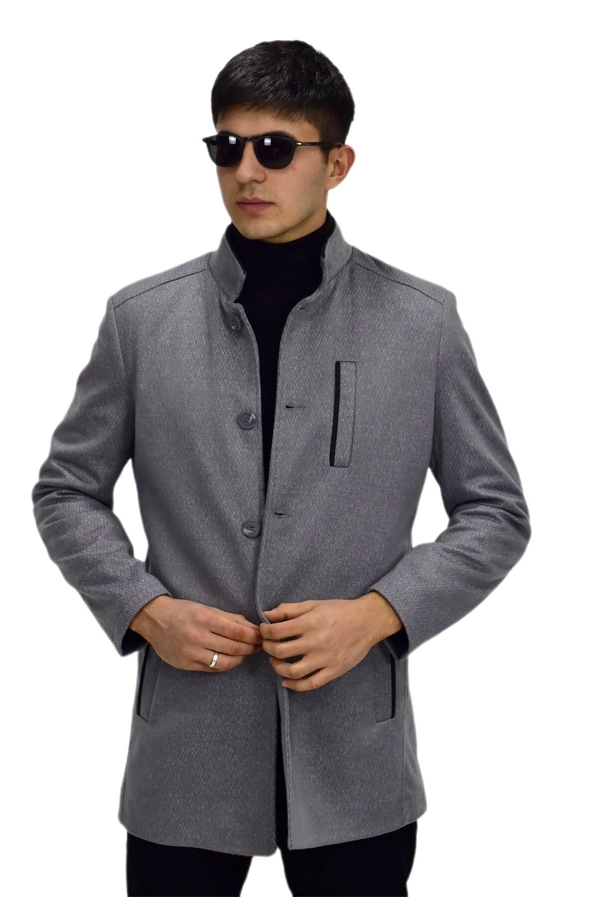 Erkek Hakim Yaka Kaşe Kaban BGL-ST03412 GRİ - 48