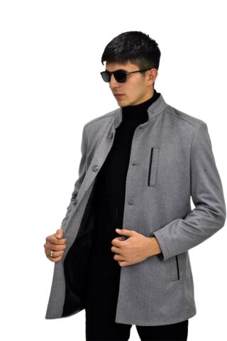Erkek Hakim Yaka Kaşe Kaban BGL-ST03412 GRİ - 48