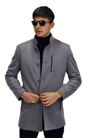 Erkek Hakim Yaka Kaşe Kaban BGL-ST03412 GRİ - 52