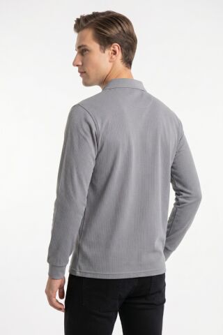 Erkek Mevsimlik Polo Yaka Cepli Sweatshirt BGL-ST05366 GRİ - L