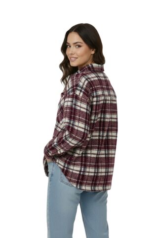 Kadın Ekose Oduncu Gömlek BGL-ST05067 BORDO - L