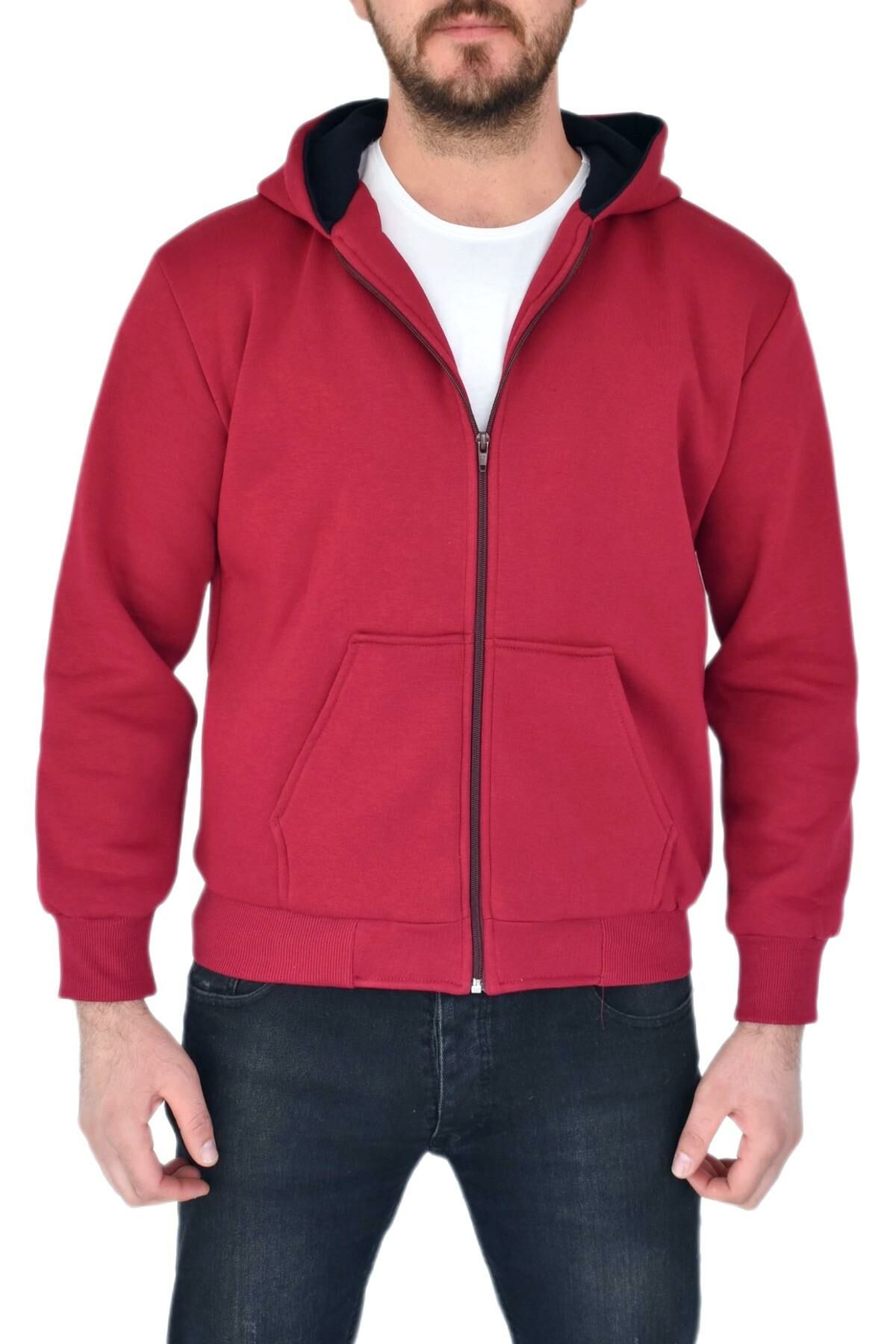 Erkek Bordo Kapüşonlu Sweat KLM001 BORDO - M