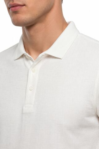Erkek Polo Yaka Kısa Kollu Triko Tişört Regular Kalıp BGL-ST05561 BEYAZ - XL