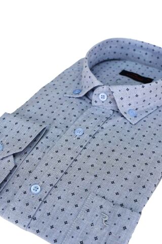 Erkek Uzun Kol Klasik Gömlek Puantiyeli BGL-ST01900