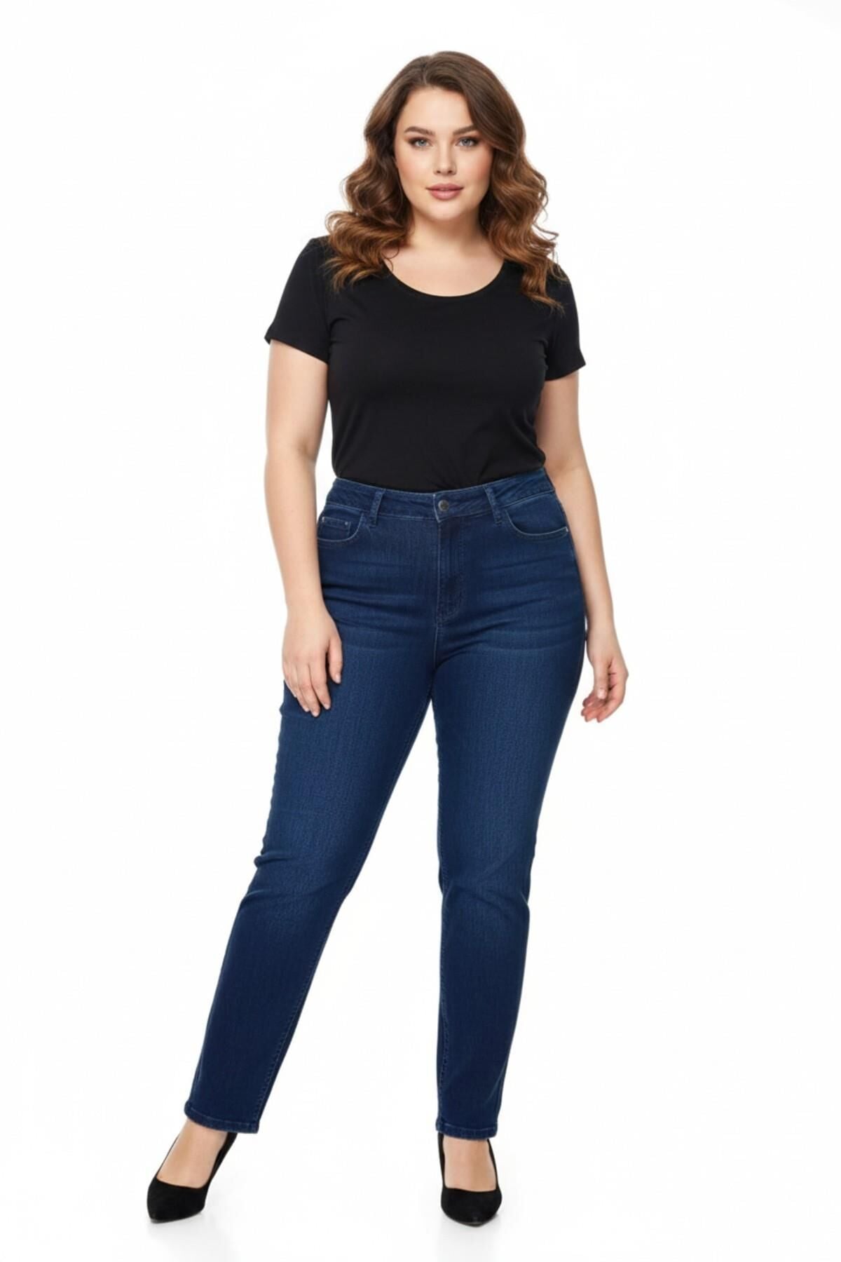 Kadın  Jeans Pantolon Kemer Lastikli Düğmeli BGL-ST05059