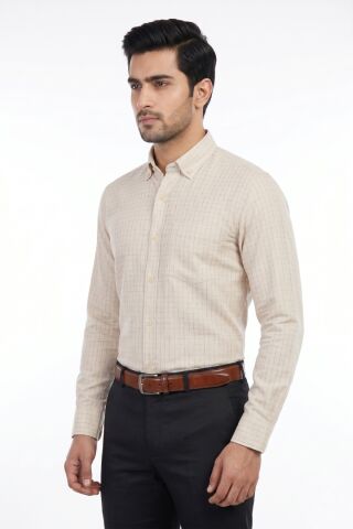 Erkek Klasik Uzun Kol Tek Cepli Piti Kareli Gömlek BGL-ST05480 TAŞ - 2XL