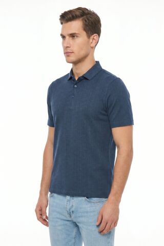 Erkek Polo Yaka Kısa Kollu Triko Tişört Regular Kalıp BGL-ST05561 İNDİGO - 2XL