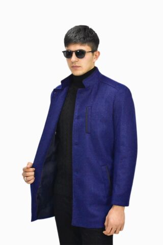Erkek Hakim Yaka Kaşe Kaban BGL-ST03412 İNDİGO - 56