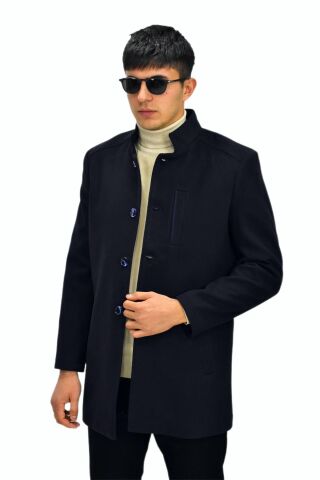 Erkek Hakim Yaka Kaşe Kaban BGL-ST03412 LACİVERT - 46