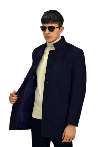 Erkek Hakim Yaka Kaşe Kaban BGL-ST03412 LACİVERT - 46