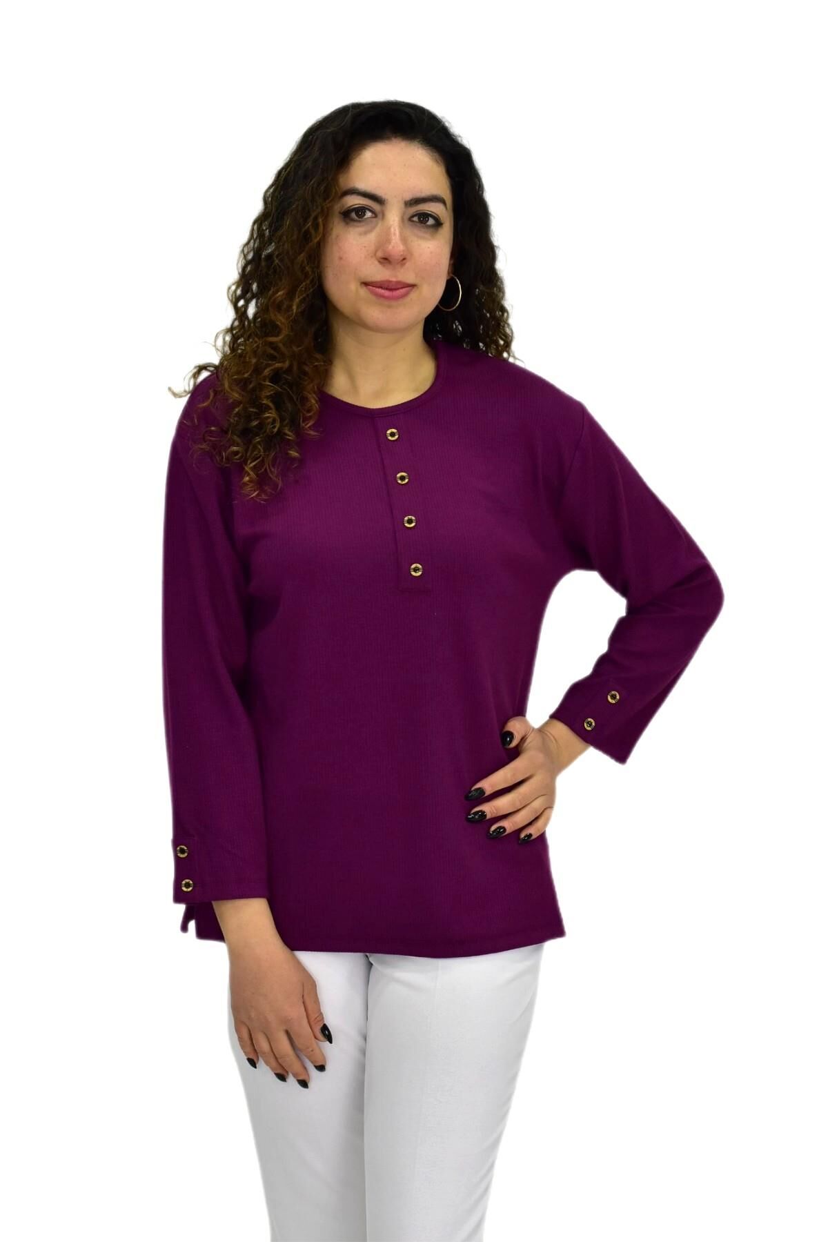 Kadın Kaşkorse Bluz BGL-ST04135 MÜRDÜM - XL