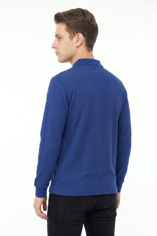 Erkek Mevsimlik Polo Yaka Cepli Sweatshirt BGL-ST05366 İNDİGO - XL