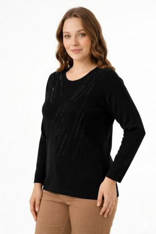 Kadın Taşlı Desen Çima Dikişli Mevsimlik Triko Bluz BGL-ST05290