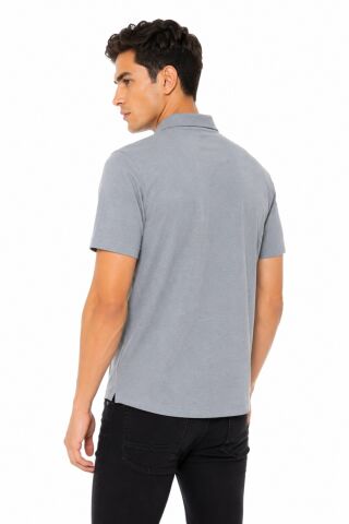 Erkek Önden Düğmeli Yakalı Gölek Tişört Regular Kalıp BGL-ST05562 GRİ - XL