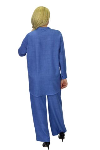 Kadın Ayrobin İkili Bluz Pantolon Takım BGL-ST03710 MAVİ - 40