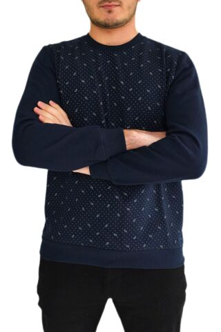 Erkek Sıfır Yaka Sweat Yaprak Desenli BGL-ST01705 SİYAH - 2XL