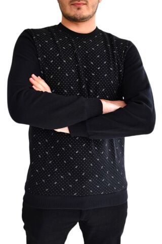 Erkek Sıfır Yaka Sweat Yaprak Desenli BGL-ST01705 SİYAH - 2XL