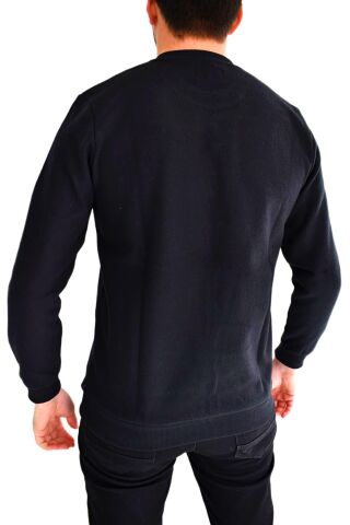 Erkek Sıfır Yaka Sweat Yaprak Desenli BGL-ST01705 SİYAH - 2XL