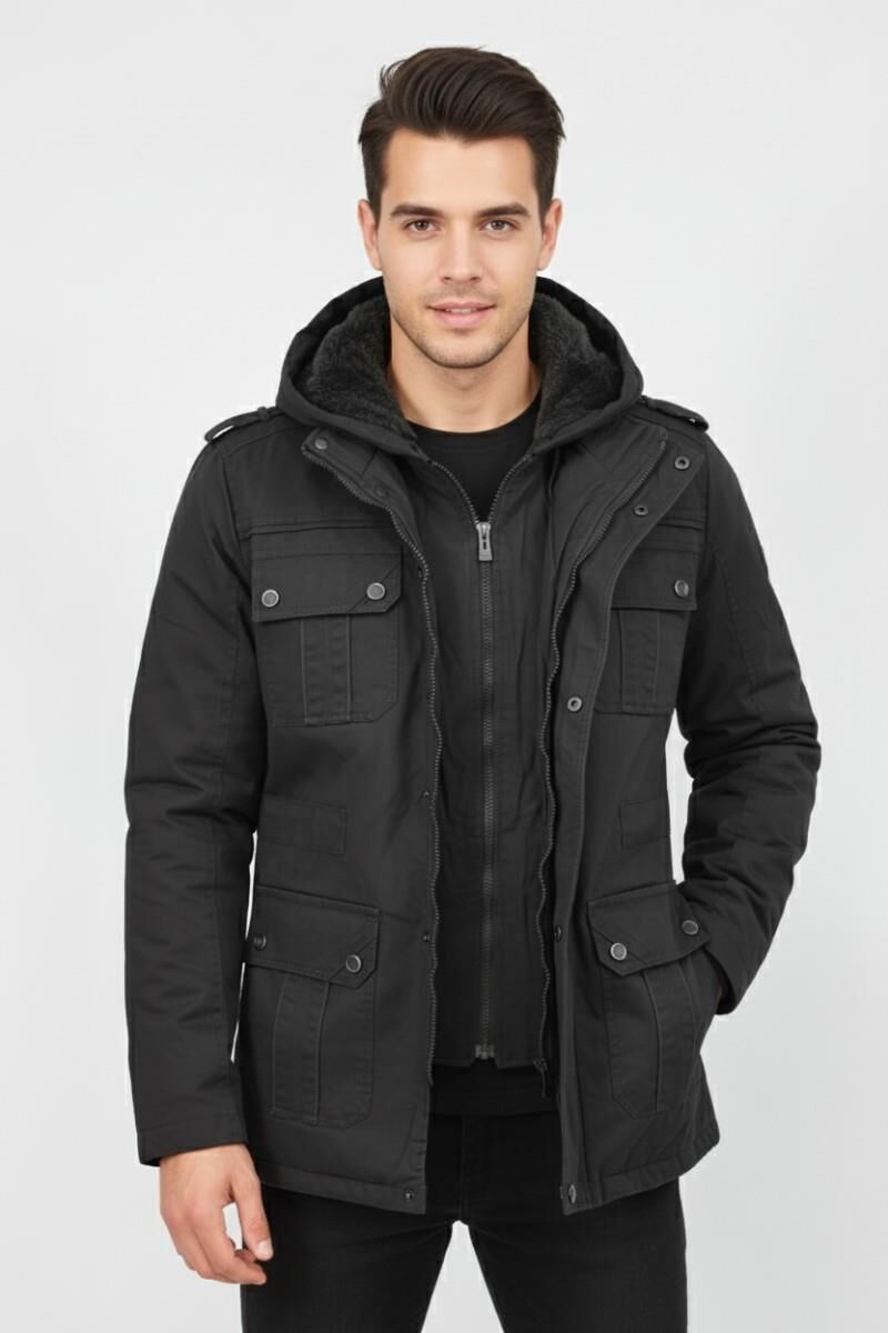 Erkek Spor Kanvas Kapüşonlu Parka 85133 BGL-ST04882