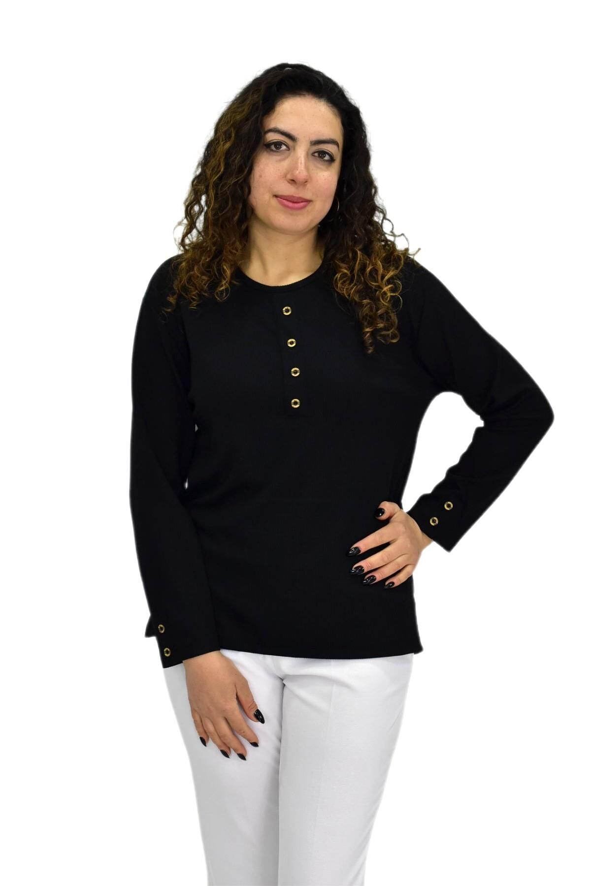 Kadın Kaşkorse Bluz BGL-ST04135 SİYAH - XL