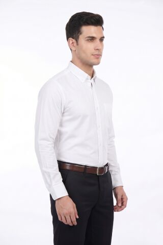 Erkek Klasik Uzun Kol Tek Cepli % 100 Pamuk Gömlek BGL-ST05481 BEYAZ - 2XL