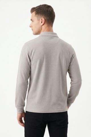 Erkek Mevsimlik Polo Yaka Cepli Sweatshirt BGL-ST05366 TAŞ - L