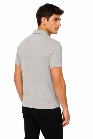 Erkek Önden Düğmeli Yakalı Gölek Tişört Regular Kalıp BGL-ST05562 TAŞ - L