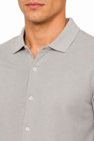Erkek Önden Düğmeli Yakalı Gölek Tişört Regular Kalıp BGL-ST05562 TAŞ - XL