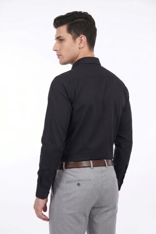 Erkek Klasik Uzun Kol Tek Cepli % 100 Pamuk Gömlek BGL-ST05481 SİYAH - XL