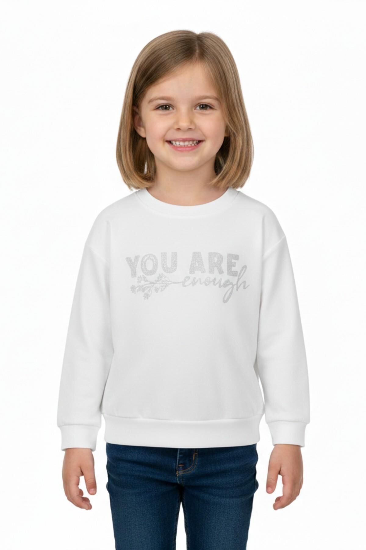 Kız Çocuk Baskılı Sweatshirt BGL-ST05266 EKRU - 7 YAŞ