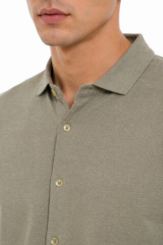 Erkek Önden Düğmeli Yakalı Gölek Tişört Regular Kalıp BGL-ST05562 YEŞİL - L