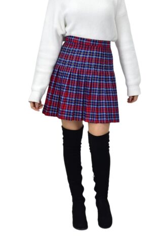 Kadın Ekose Kolej Etek Kırmızı Lacivert KUYUCAK-38K