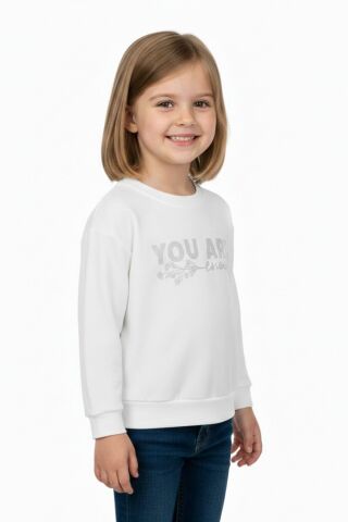 Kız Çocuk Baskılı Sweatshirt BGL-ST05266 EKRU - 8 YAŞ