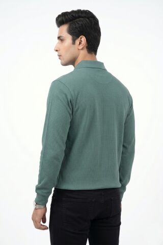 Erkek Mevsimlik Polo Yaka Cepli Sweatshirt BGL-ST05366 YEŞİL - 2XL