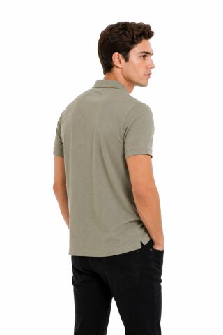 Erkek Önden Düğmeli Yakalı Gölek Tişört Regular Kalıp BGL-ST05562 YEŞİL - XL